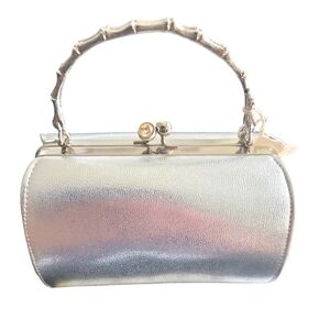 NWT Vintage Silver Metal Rhinestone Accents Purse '50's 60's